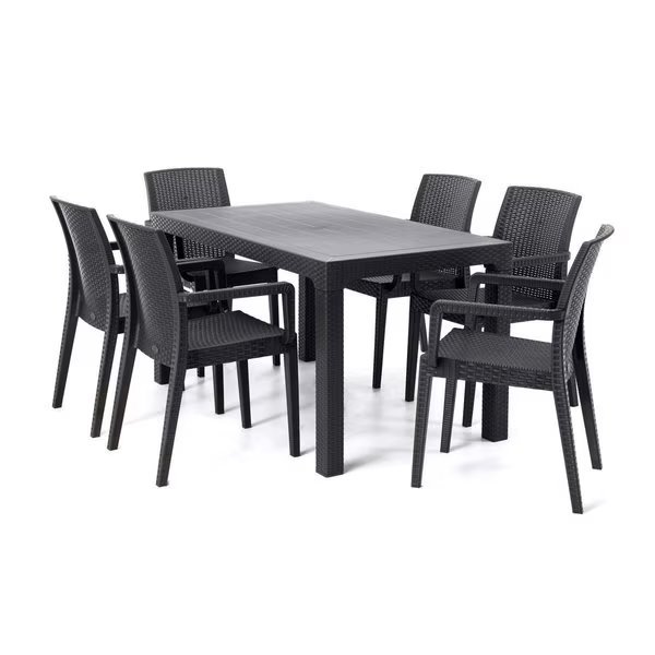 Siena 7-Piece Dining Set-Anthracite, Rainbow Outdoor, Mfr#: RBO-SIENA-ANT-7DA